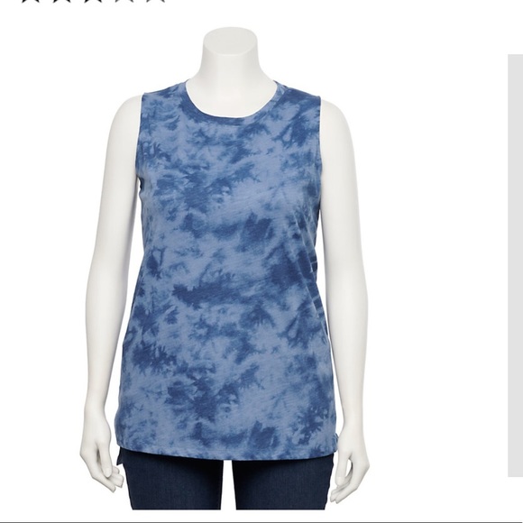 SONOMA 0X Blue dye crewneck muscle tank hi/lo NWT Sonoma - Picture 2 of 10